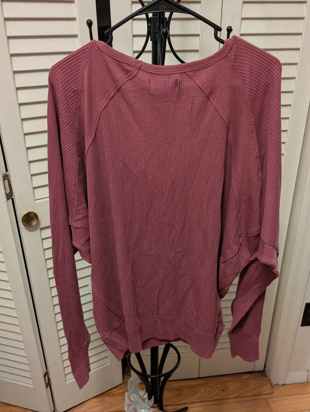 Free People Mauve Waffle Knit Top Size Medium
